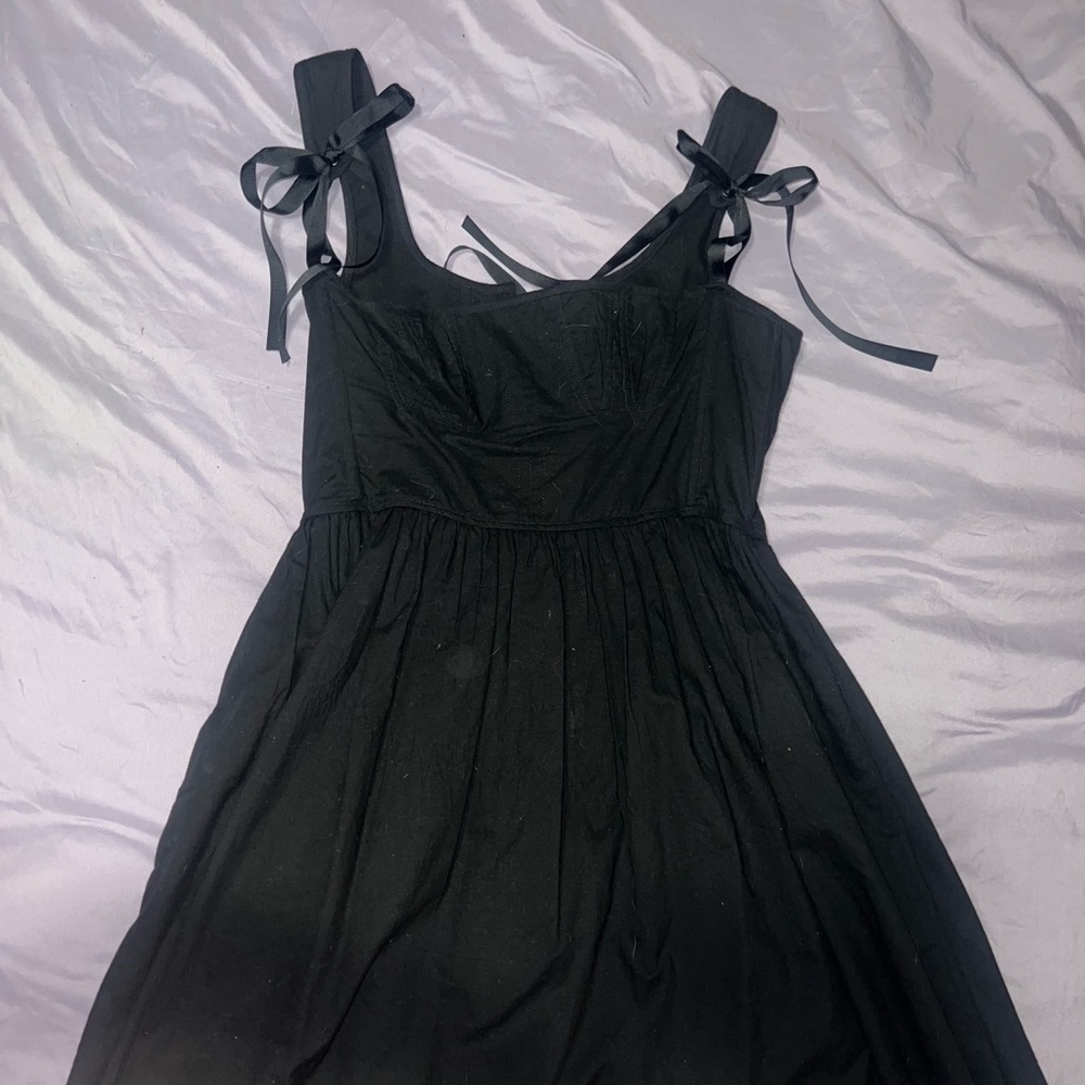 Black Whimsigoth mini dress with ribbons